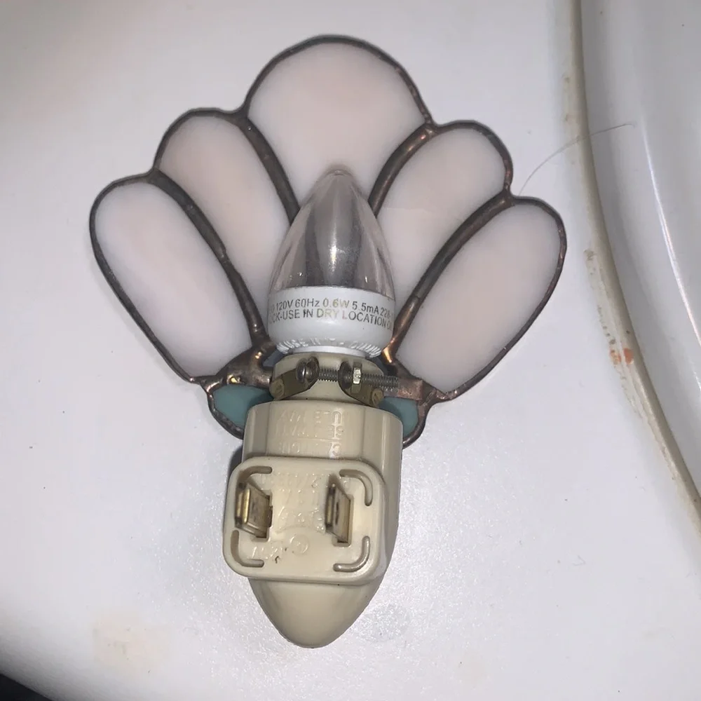 Hand made Stained Glass nightlight blue shell